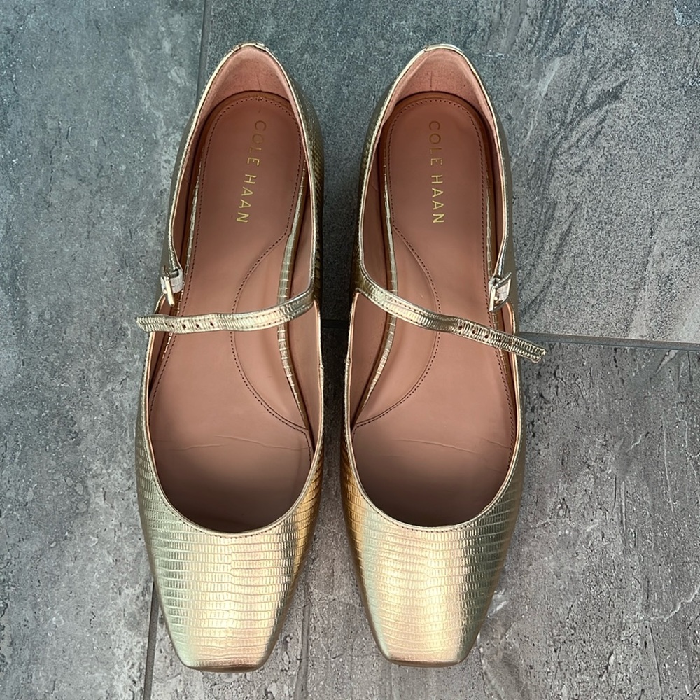 Gently used gold ballet flats